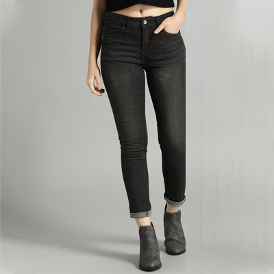 Women Black Skinny Fit Mid-Rise Clean Look Stretchable Jeans