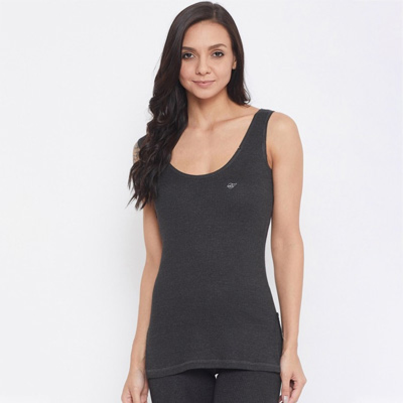 Women Grey Solid Thermal Top