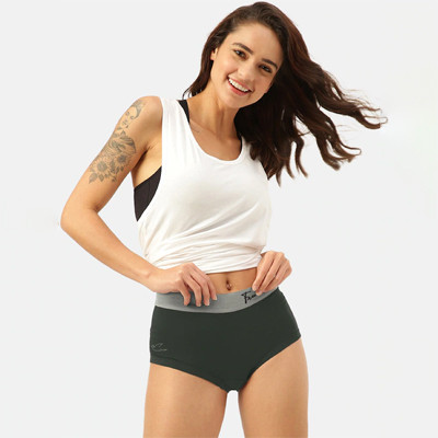 Women Green Anti Microbial Ultra Soft Cult Waistband Boxer Briefs