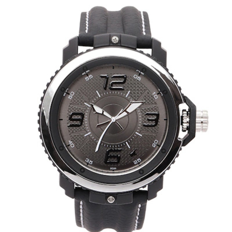 Men Grey Leather Analogue Watch