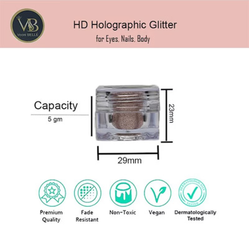 "HD Holographic Superfine Glitter Eyeshadow 5 gm - Rose Gold 17 "