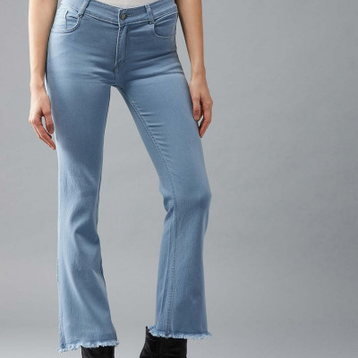 "Women Blue Bootcut High-Rise Clean Look Stretchable Jeans "