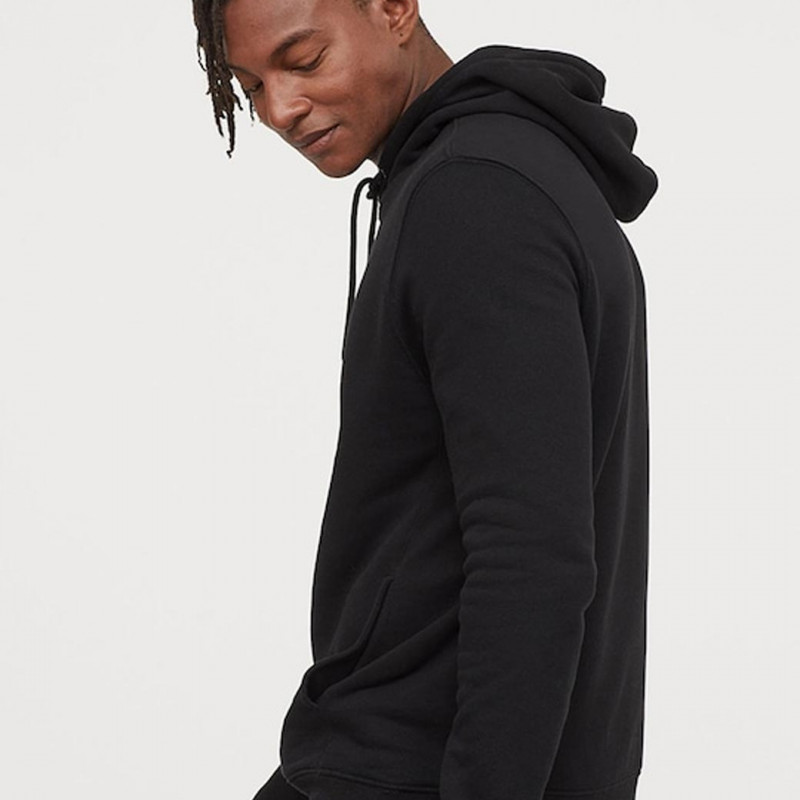 Men Black Solid Hooded Top Regular Fit