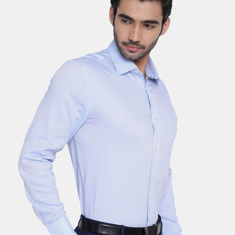 Men Blue India Slim Fit Cotton Formal Shirt