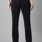 Men Navy Blue Mid Rise Corduroy Trousers